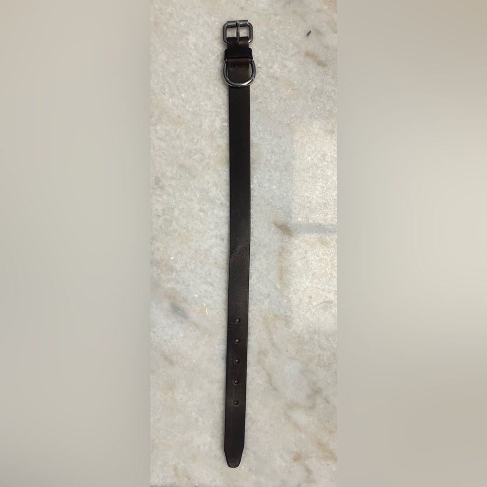 NEW COLE HAAN LARGE BROWN AND SILVER DOG COLLAR